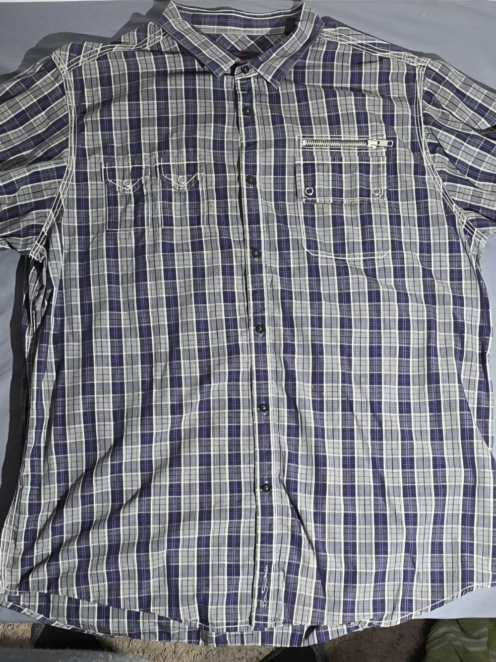 Ben Sherman Womens Plaid Button-Down Shirt in Purple and White